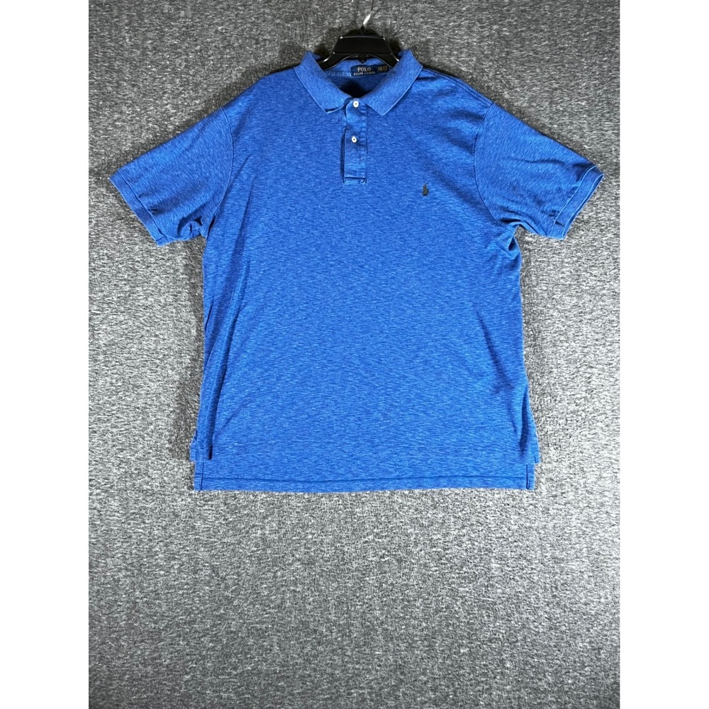 Polo Ralph Lauren Mens XL Blue Heathered Short Sleeve Cotton Polo Shirt